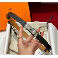 Top Quality Hermes Kelly Duo Belt 1.8cm in Epsom Calfskin H102202 Black/Silver 2024