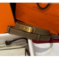 Top Grade Hermes Kelly Duo Belt 1.8cm in Epsom Calfskin H102202 Grey/Gold 2024