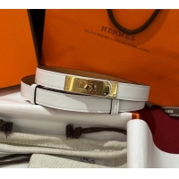 Grade Design Hermes Kelly Duo Belt 1.8cm in Epsom Calfskin H102202 White/Gold 2024