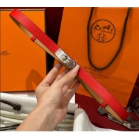 Low Cost Hermes Kelly Duo Belt 1.8cm in Epsom Calfskin H102202 Red/Silver 2024