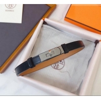 Good Taste Hermes Kelly Duo Belt 1.8cm in Calfskin Leather H102202 Black/Silver 2024