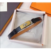 Buy Fashionable Hermes Kelly Duo Belt 1.8cm in Calfskin Leather H102202 Black/Gold/Silver 2024