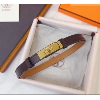 Luxury Cheap Hermes Kelly Duo Belt 1.8cm in Calfskin Leather H102202 Burgundy/Gold 2024