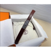 Buy Fashionable Hermes Kelly Duo Belt 1.8cm in Calfskin Leather H102202 Burgundy/Silver 2024