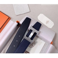 ​Promotional Hermes Constance Belt Buckle & Reversible Togo Calfskin Leather Strap 3.8cm 0108 Black/Blue 2025