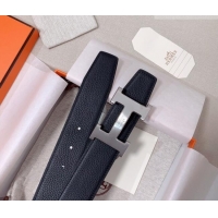 Luxury Cheap Hermes Constance Belt Buckle & Reversible Togo Calfskin Leather Strap 3.8cm 0108 Black/Silver 2025