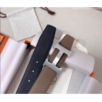 Trendy Design Hermes Constance Belt Buckle & Reversible Togo Calfskin Leather Strap 3.8cm 0108 Black/Grey 2025