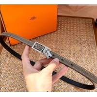 Famous Brand Hermes Women's Lucky Locker Belt 1.5cm in Epsom Leather 9131 Grey/Silver 2025