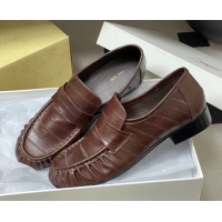 Shop Duplicate The Row Loafers in Eel Embossed Leather TR022402 Brown 2026