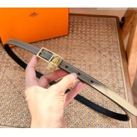 Well Crafted Hermes Women's Lucky Locker Belt 1.5cm in Epsom Leather 9131 Grey/Gold 2025