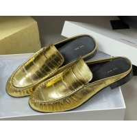 Luxury The Row Flat Mules in Calfskin Leather TR022402 Gold 2026