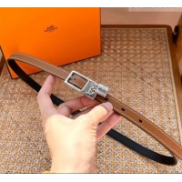 Discount Hermes Women's Lucky Locker Belt 1.5cm in Epsom Leather 9131 Brown/Silver 2025