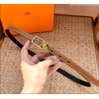 Luxury Cheap Hermes Women's Lucky Locker Belt 1.5cm in Epsom Leather 9131 Brown/Gold 2025