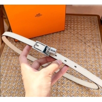 Best Product Hermes Women's Lucky Locker Belt 1.5cm in Epsom Leather 9131 White/Silver 2025