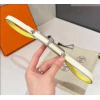 Promotional Hermes Roulis belt buckle & Reversible leather strap 1.3cm 0314 White/Yellow/Silver 2025