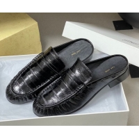 Sophisticated The Row Flat Mules in Eel Embossed Leather TR022402 Black 2026