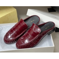 Sumptuous The Row Flat Mules in Eel Embossed Leather TR022402 Red 2026