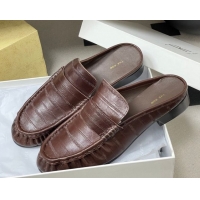 Pretty Style The Row Flat Mules in Eel Embossed Leather TR022402 Brown 2026