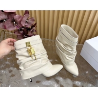 Duplicate Givenchy Shark Lock Stiletto Ankle Boots in Calfskin 5101121 Off-white 2026