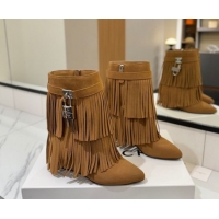 Hot Style Givenchy Shark Lock Tassel Wedge Ankle Boots 8.5cm in Suede 1210001 Light Brown 2026