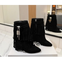 Classic Hot Givenchy Shark Lock Tassel Wedge Ankle Boots 8.5cm in Suede 1210003 Black 2026