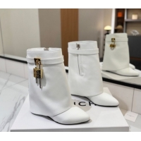 Most Popular Givenchy Shark Lock Wedge Ankle Boots 8.5cm in Calfskin Leather 1210005 White 2026