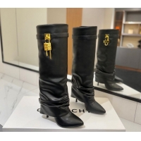 Durable Givenchy Shark Lock Heel High Boots 10.5cm in Calfskin Leather 1210021 Black 2026