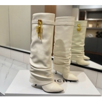 Best Grade Givenchy Shark Lock Heel High Boots 10.5cm in Calfskin Leather Pale Beige 1210024 2026