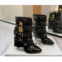 Luxury Givenchy Shark Lock Heel Ankle Boots 10.5cm in Patent Leather Black 1210033 2026
