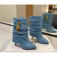 Duplicate Givenchy Shark Lock Heel Ankle Boots 10.5cm in Washed Denim Blue 1210036 2026