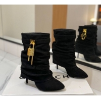 Sophisticated Givenchy Shark Lock Heel Ankle Boots 10.5cm in Suede Black 1210038 2026