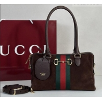 Luxury Cheap Gucci Borsetto Medium Boston Bag in Brown Suede 866732 2026