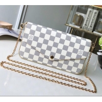 Good Taste Louis Vuitton Pochette Félicie Bag in Damier Azur Canvas N63106 White 2026