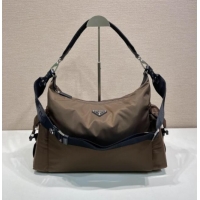 Cheapest Prada Men's Explore Re-Nylon and leather bag 2VH204 Sienna Brown 2026