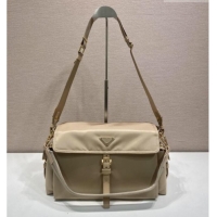 Best Grade Prada Explore large Re-Nylon shoulder bag with flap 1BD391 Light Beige 2026
