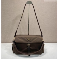 New Cheap Prada Explore large Re-Nylon shoulder bag with flap 1BD391 Sienna Brown 2026