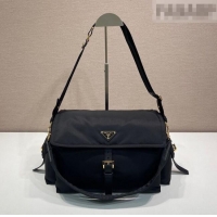 Good Product Prada Explore large Re-Nylon shoulder bag with flap 1BD391 Black 2025