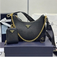 Best Quality Prada Re-Edition 2005 Saffiano leather bag 1BH204 Black/Gold 2026