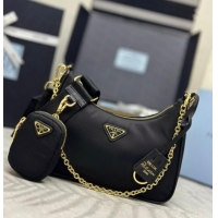 Famous Brand Prada Re-Edition 2005 Re-Nylon Bag 1BH204 Black/Gold 2026