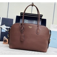 Top Grade Prada Large leather tote bag 1BG600 Cocoa Brown 2026