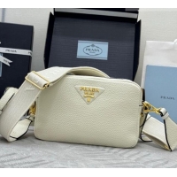 Luxury Discount Prada Small leather shoulder bag 1BH082 White 2026