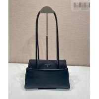 Well Crafted Prada Passage medium leather bag with Re-Nylon flap 1BA495 Black 2026