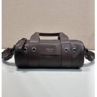 Top Quality Prada Prada Route medium leather top-handle bag 1BB161 Coffee Brown 2026
