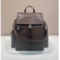 Best Price Prada Men's Explore leather backpack bag 2VZ118 Coffee Brown 2026