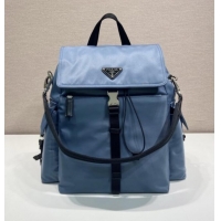 Luxury Cheap Prada Men's Explore Re-Nylon and leather backpack bag 2VZ118 Blue 2026
