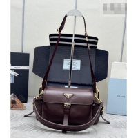 Best Price Prada Explore medium nappa leather shoulder bag with flap 1BD394 Burgundy 2026