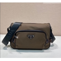 Grade Quality Prada Men's Medium Re-Nylon and Saffiano leather shoulder bag 2VH192 Brown 2026