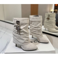 Purchase Givenchy Shark Lock Heel Ankle Boots 10.5cm in Suede Grey 1210037