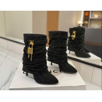 Pretty Style Givenchy Shark Lock Heel Ankle Boots 10.5cm in Strass Allover Black 1210041