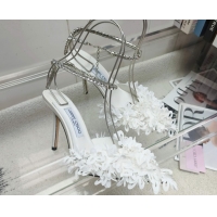 Grade Quality Jimmy Choo Mesh Pumps 10cm with Petal Embroidery and Strass Strap White 0206096 2026